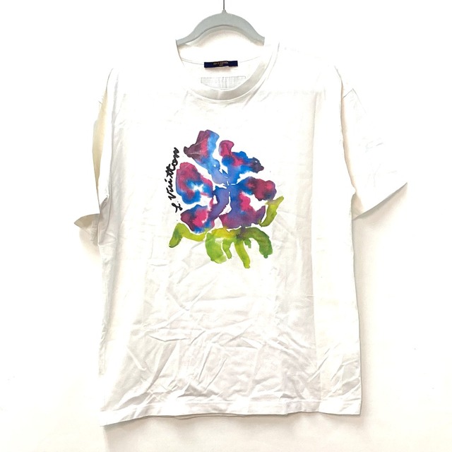 L肩幅ルイヴィトン LOUIS VUITTON フラワードロップショルダーTシャツ 1A9GP4 22SS/カットソー ラウンドネック/ロゴ 半袖シャツ コットン ホワイト