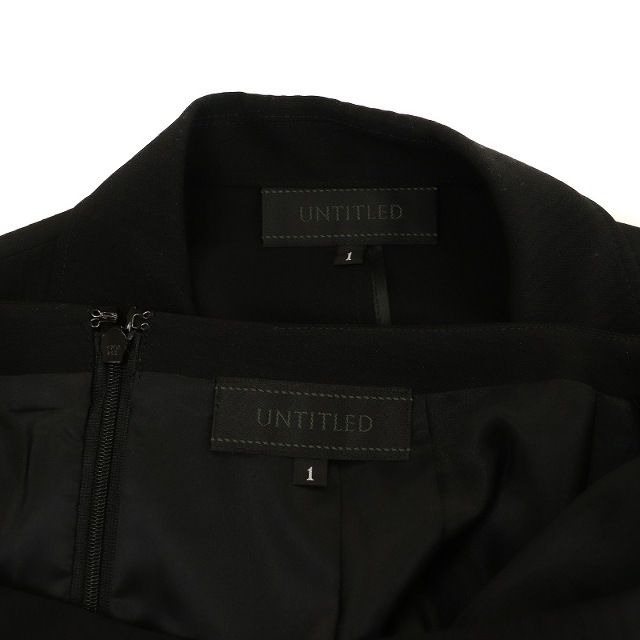 UNTITLED(アンタイトル)のアンタイトル テーラードジャケット タイトスカート ひざ丈 ストライプ S 黒 レディースのフォーマル/ドレス(スーツ)の商品写真