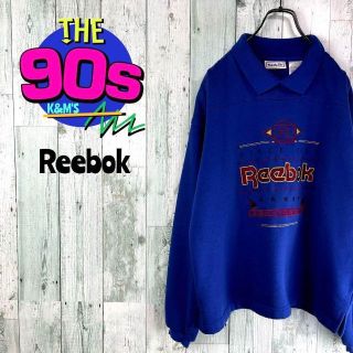 90's Reebok リーボック　ビッグロゴ刺繍　襟付き　トレーナー