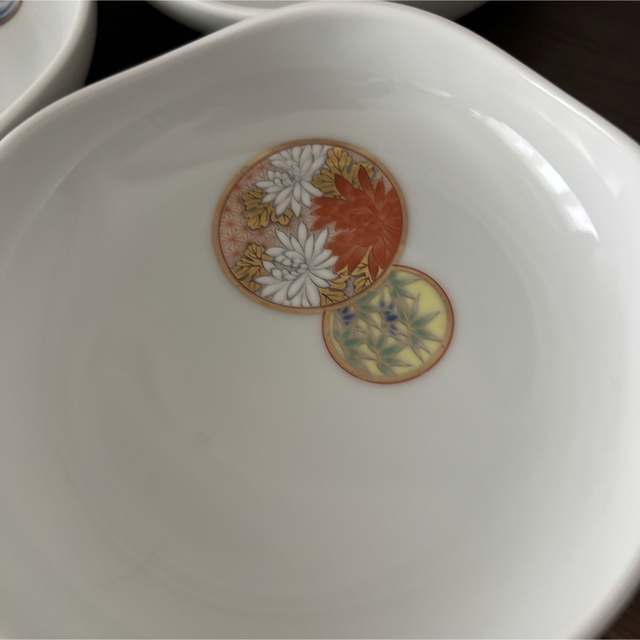 【未使用美品】 深川製磁　寿赤絵　取り皿　4枚セット