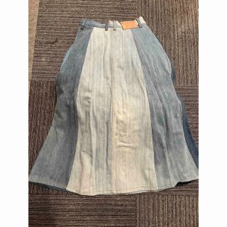 R.H.VINTAGE アールエイチ ヴィンテージ スカート デニム ロング ボトムス ホワイト ベージュ 白 S Aライン カットオフ パッチワーク 切替 コットン 綿 おしゃれ シンプル きれいめ 大人女子 ブランド ベーシック カジュアル フェミニン【レディース】