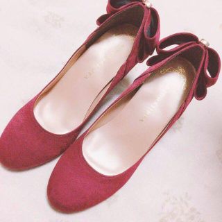 vanitybeauty＊リボン＊パンプス＊6cmヒール＊ワインレッド＊22.5(ハイヒール/パンプス)