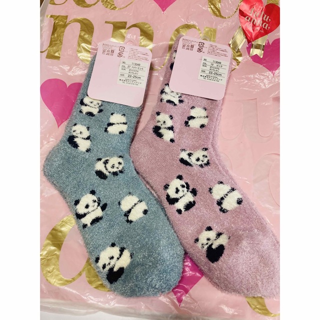 タグ付き チュチュアンナ ハピもこ ソックス パンダ柄