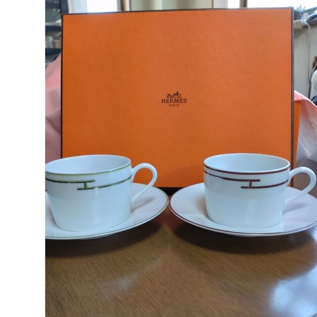 【廃盤】HERMES《ブルーダイユール》コーヒーカップ＆ソーサー 2客セット