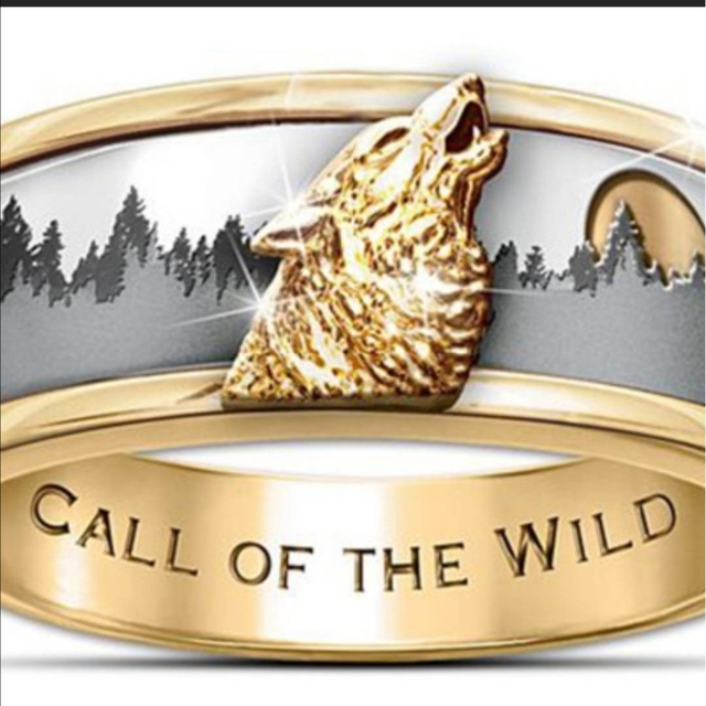 【SALE】リング メンズ アクセサリー ゴールド ウルフ 狼 指輪 22号 レディースのアクセサリー(リング(指輪))の商品写真