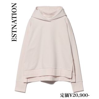 エストネーション(ESTNATION)のESTNATION コットンナイロンスウェットパーカー　フード付き　ピンク(パーカー)