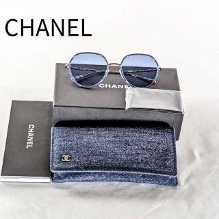 シャネル(CHANEL)の【美品】シャネル 4251-J クラウンパント デニムブルー サングラス(サングラス/メガネ)