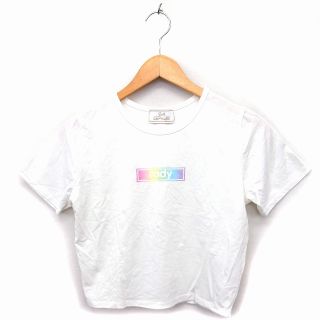 レディー(Rady)のレディカットソー Tシャツ クルーネック コットン混 透け感 ショート ロゴ F(Tシャツ(半袖/袖なし))