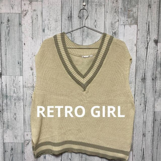 RETRO GIRL(レトロガール)のRETRO GIRL レトロガール　レディース　Vネックニット　ベスト　F レディースのトップス(ベスト/ジレ)の商品写真