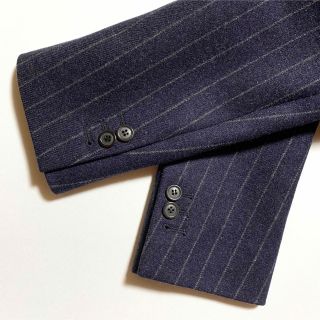 黒タタキSL/朱天黒 ☆良品 バルマン カシミヤ混 1B ストライプ