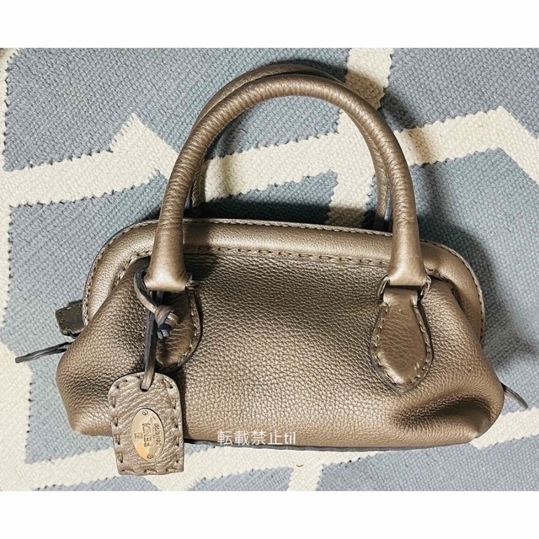 美品　フェンディ　FENDI セレリア　ハンドバッグ　シャンパンゴールド