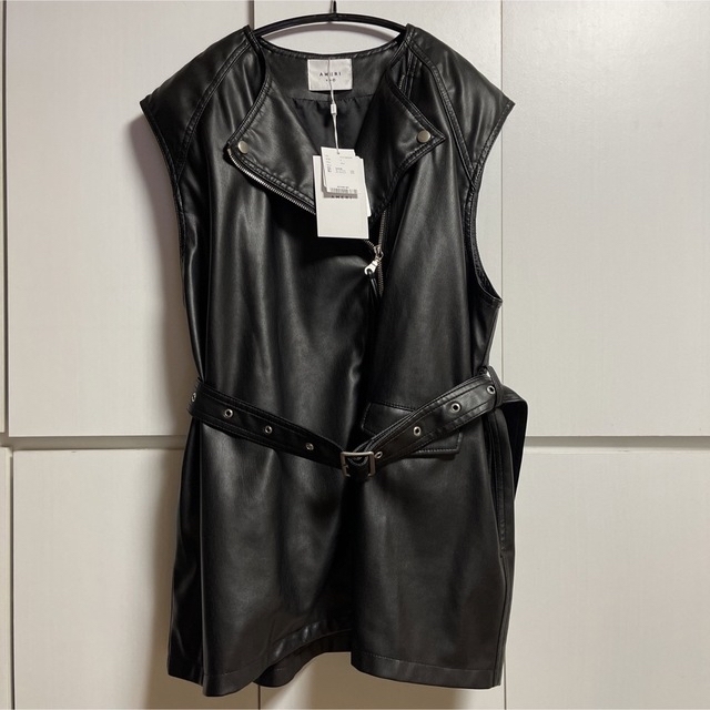 アメリ　RIDERS FAKE LEATHER VEST JACKETレディース