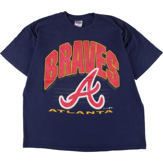 90年代 ヘインズ Hanes MLB ATLANTA BRAVES アトランタブレーブス スポーツプリントTシャツ USA製 メンズXL ヴィンテージ /eaa314896