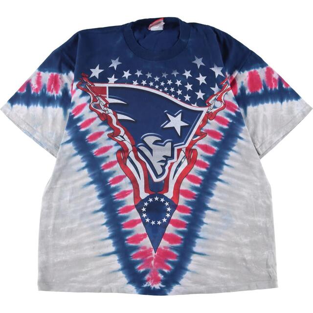 90年代 NFL NEW ENGLAND PATRIOTS ニューイングランドペイトリオッツ タイダイ柄 スポーツプリントTシャツ USA製 メンズXL ヴィンテージ /eaa318512