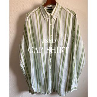 ギャップ(GAP)の古着　Gap ストライプシャツ　グリーン　L(シャツ)