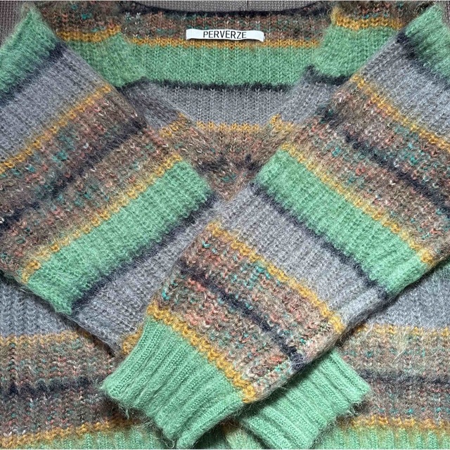 PERVERZE Stripe Mohair Wide Cardiganの通販 by Mii's shop｜ラクマ