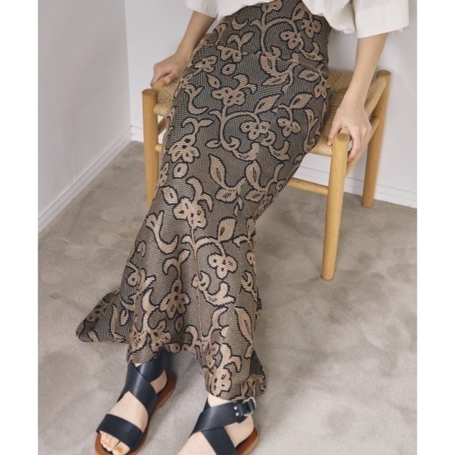 todayful Jacquard Leaf Pencilskirt