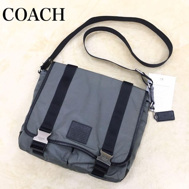 COACH メッセンジャー 肩掛け鞄 グレー F70722