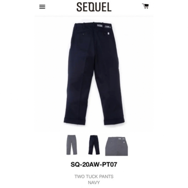 SEQUEL(シークエル)の(美品)SEQUEL CHINO PANTS　シークエル  ネイビー Lサイズ メンズのパンツ(チノパン)の商品写真