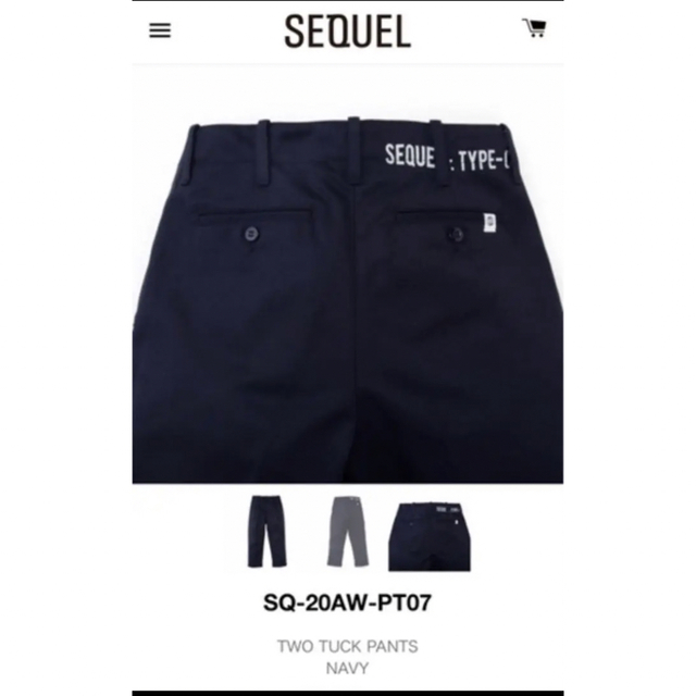 SEQUEL(シークエル)の(美品)SEQUEL CHINO PANTS　シークエル  ネイビー Lサイズ メンズのパンツ(チノパン)の商品写真