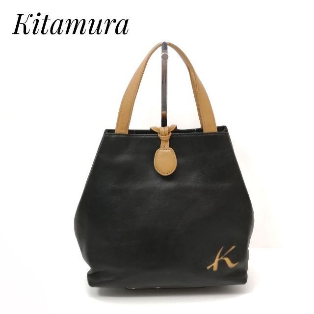 Kitamura(キタムラ)の✨美品✨KITAMURA　ハンド・トートバッグ　レザー　ブラック　ロゴ付き レディースのバッグ(トートバッグ)の商品写真