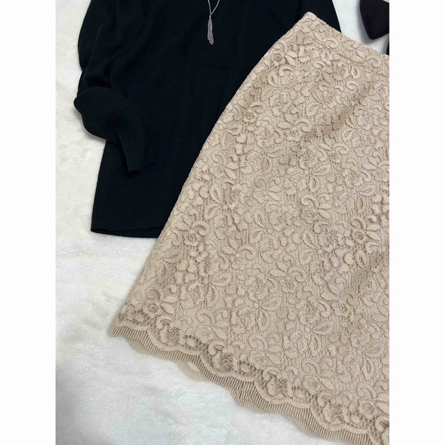 TOMORROWLAND(トゥモローランド)の試着のみ✨ビアッジョブルー✨レーススカート レディースのスカート(ひざ丈スカート)の商品写真