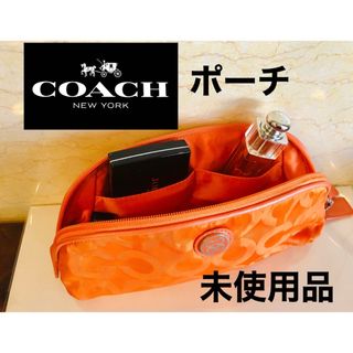 コーチ(COACH)のcoach コーチ　ポーチ　ケース　オレンジ　デジカメケース　化粧ポーチ　コスメ(ポーチ)