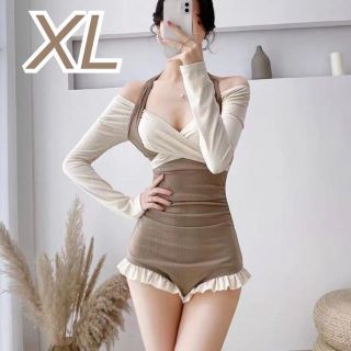 XL♪お洒落♡長袖 レディースワンピース水着♡体型カバー セクシー 盛れる(水着)