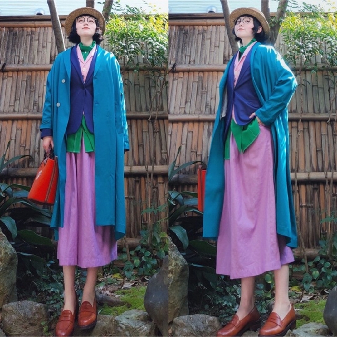 Paul Smithポールスミス グリーン スタンドカラーリボンマフラー