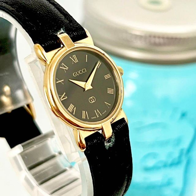 481 GUCCI グッチ時計 レディース腕時計 新品ベルト ブラック ゴールド