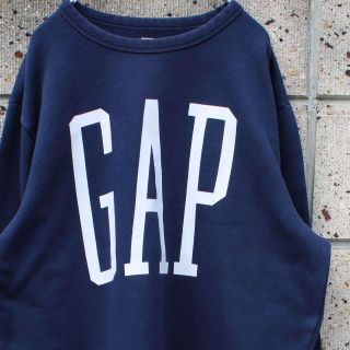 ギャップ(GAP)の90sフレーバー　GAP ギャップ ビッグプリント 紺 × 白 古着 スウェット(スウェット)