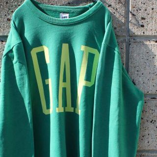 ギャップ(GAP)のGAP ギャップ デカプリント 緑 × 薄緑 太リブ 古着 スウェット(スウェット)