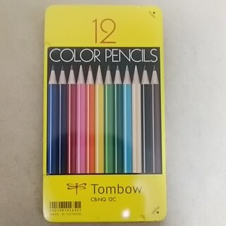 トンボエンピツ(トンボ鉛筆)のトンボ 色鉛筆12色セット【CBｰNQ 12C】　缶箱(色鉛筆)