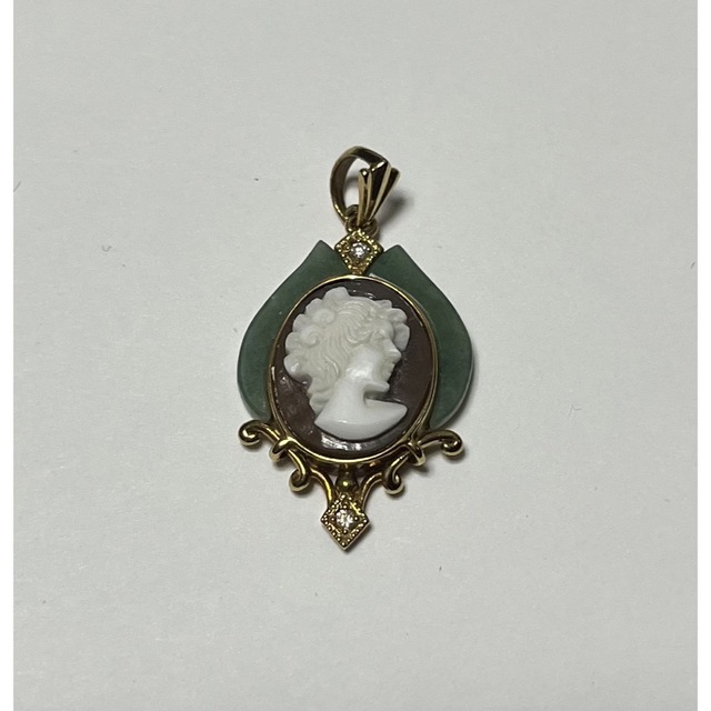 カメオ ペンダントトップ K18 ダイヤモンド0.02ct. 3.0×1.5cm | www