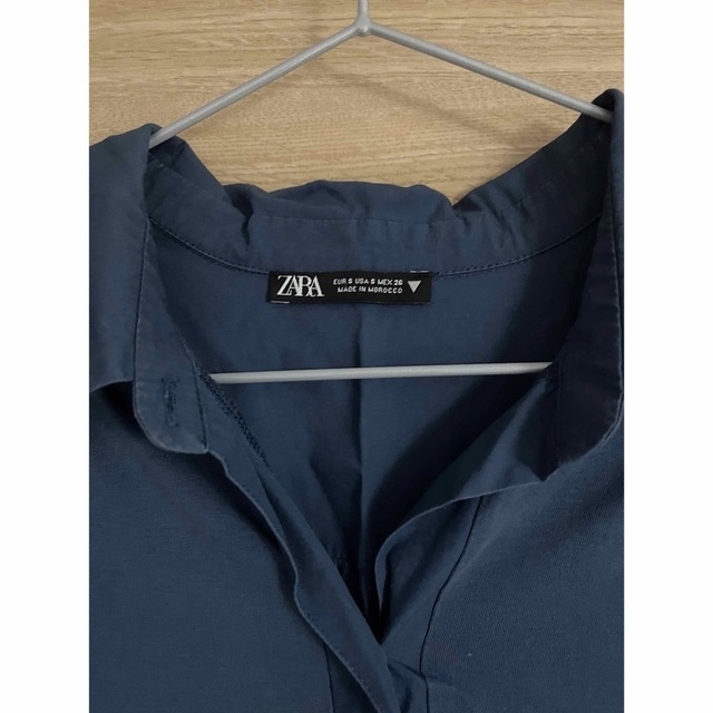 ZARA - ZARA ギャザーヘムワンピース コットン シャツワンピースの通販
