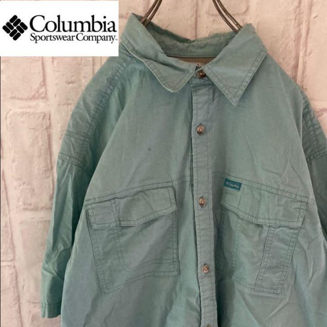 【ビンテージ】Columbia コロンビア シャツ 半袖 ロゴ L