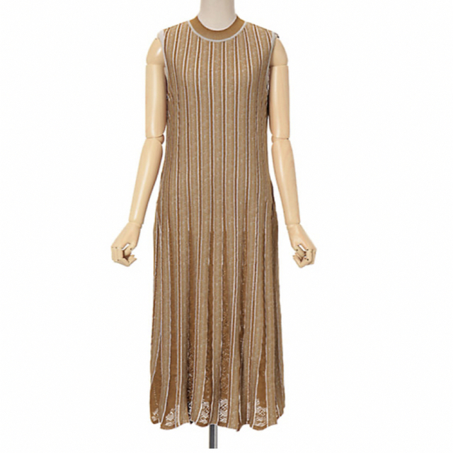 レディースFloral stripe jacquard knitted dress