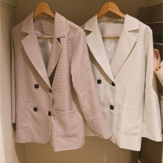 エピヌ(épine)のtreaturself gingham check long jacket(ノーカラージャケット)