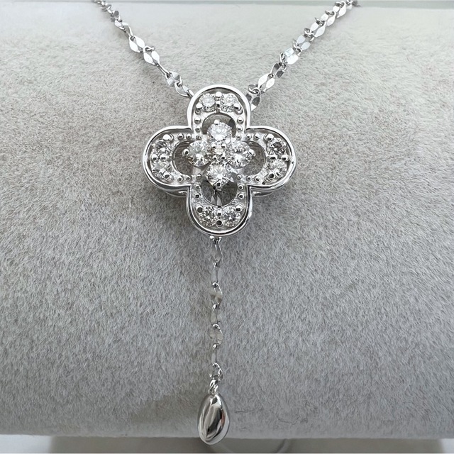 PT850 PT950 天然 ダイヤ 0.20ct スライド ロング ネックレス