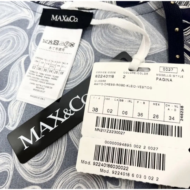 Max & Co.(マックスアンドコー)の★新品★MAX&Co. カシュクールラップワンピース ペイズリー ネイビー M レディースのワンピース(ひざ丈ワンピース)の商品写真