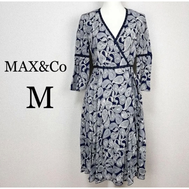 ☆新品☆MAX&Co. カシュクールラップワンピース ペイズリー ネイビー M