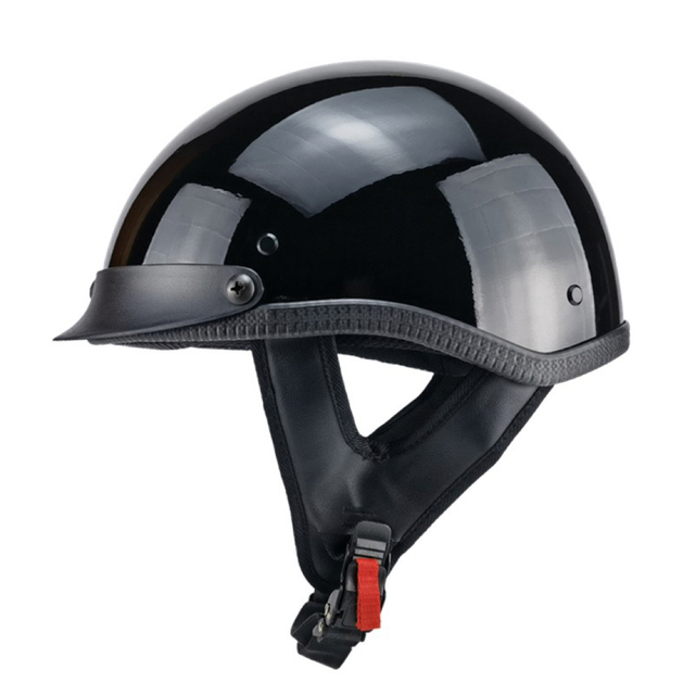 ハーフヘルメット艶黒ハーレーバイクヘルメット 半帽子半キャップ新品 