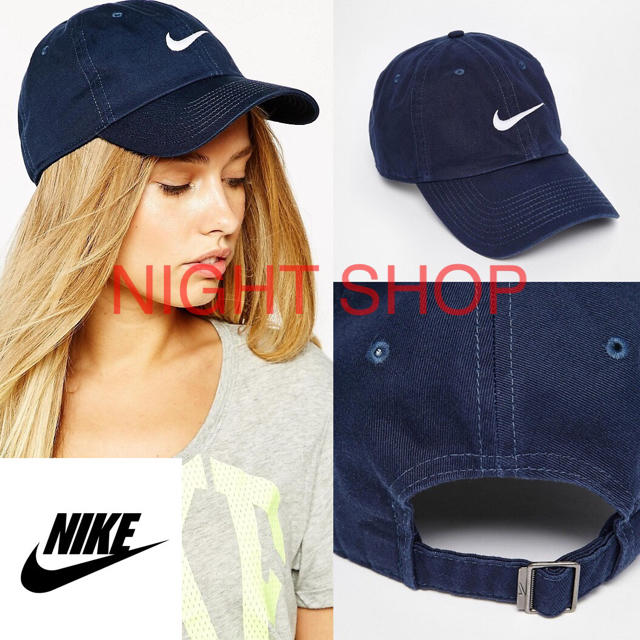 NIKE(ナイキ)の【新品】Nike（ナイキ）スウッシュキャップ　帽子 紺色 レディースの帽子(キャップ)の商品写真