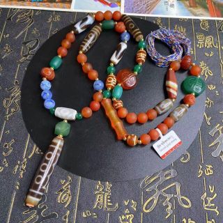 開光済」良品! 天然メノウ 玉髓 至純 ミニ天珠 多福多宝ネックレス