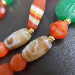 開光済」良品! 天然メノウ 玉髓 至純 ミニ天珠 多福多宝ネックレス