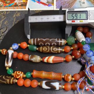 開光済」良品! 天然メノウ 玉髓 至純 ミニ天珠 多福多宝ネックレス