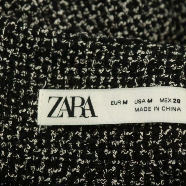 ZARA(ザラ)のザラ 台形スカート ミニ ツイード バックジップ M 黒 ブラック 白 ホワイト レディースのスカート(ミニスカート)の商品写真