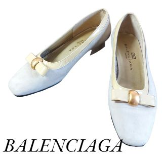 バレンシアガ(Balenciaga)のバレンシアガ　リボン　スエード　ローヒールパンプス　ベージュ　イエロー　35(ハイヒール/パンプス)