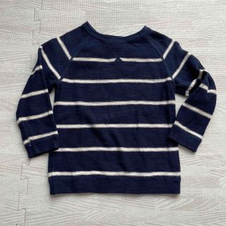 エイチアンドエム(H&M)のH&M ボーダーニット薄手　トップス　紺　90(ニット)