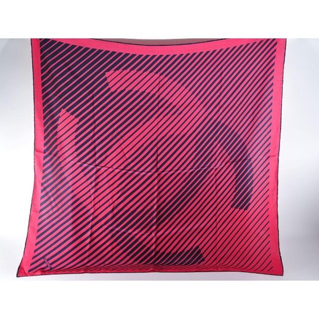CHANEL シャネル スカーフ レッド ブラック ボーダー シルク タグ有-